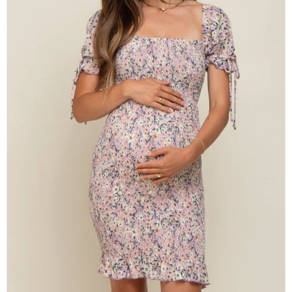 Pinkblush Dresses & Skirts - Pink blush mauve floral smocked dress